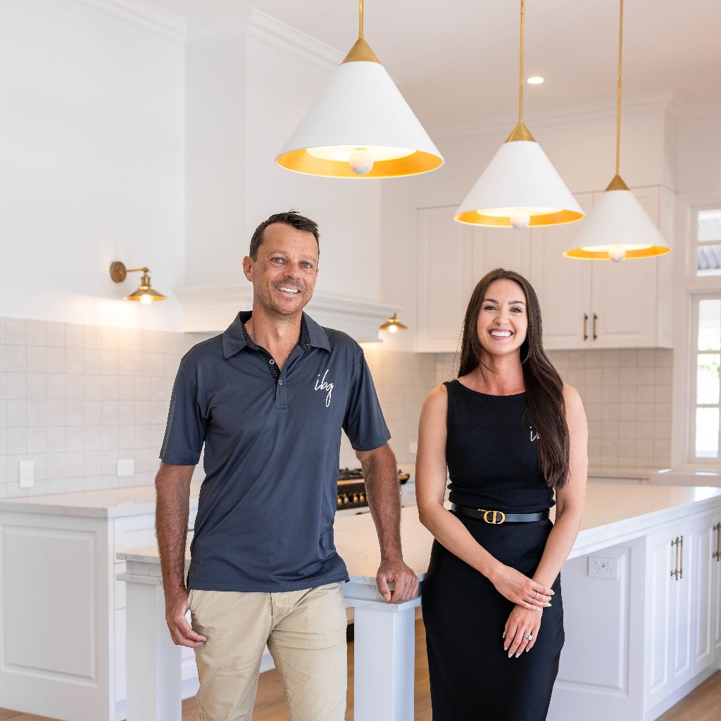 Michael Mantello and the IBG team in a finished kitchen