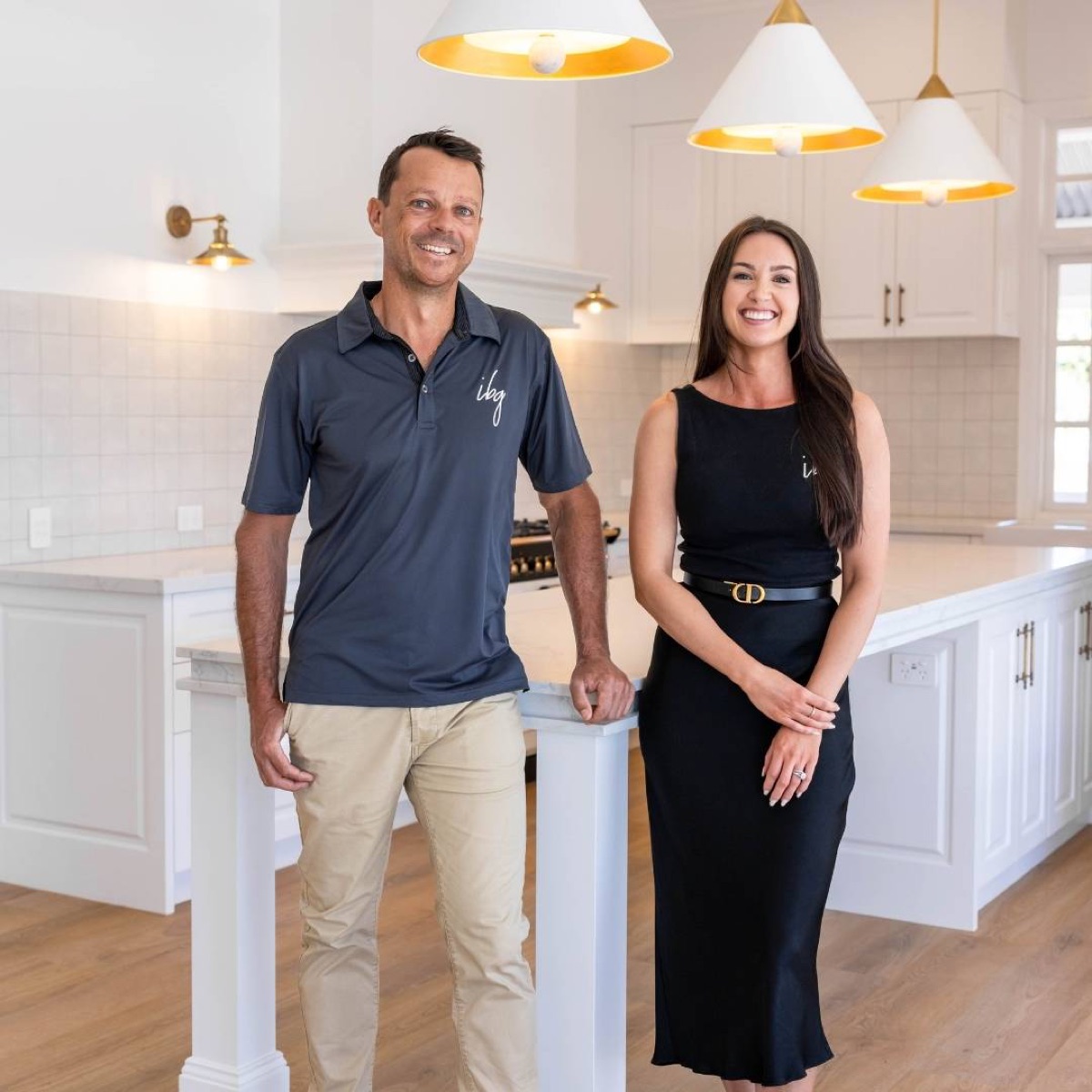 Michael Mantello and his wife in a completed Sunshine Coast kitchen built by Independent Building Group